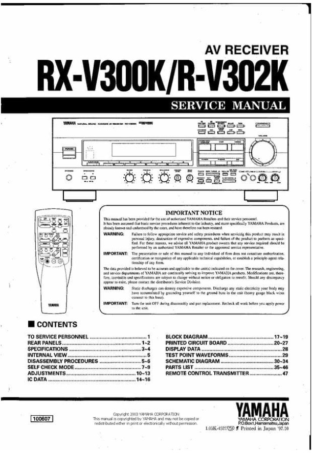 RX-V300K, R-V302K
